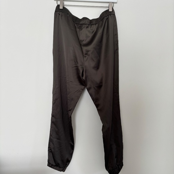 Olive Green Satin Joggers - Picture 2 of 3